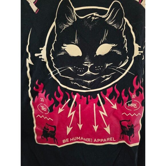 Purr Evil Cat Graphic T-Shirt M Black By Be Humane[e] Apparel Cotton Unisex - Picture 2 of 6